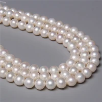 fine elegant aa 100 natural freshwater pearl white round beads loose pearls for jewelry making diy bracelet necklace 8 9mm 14