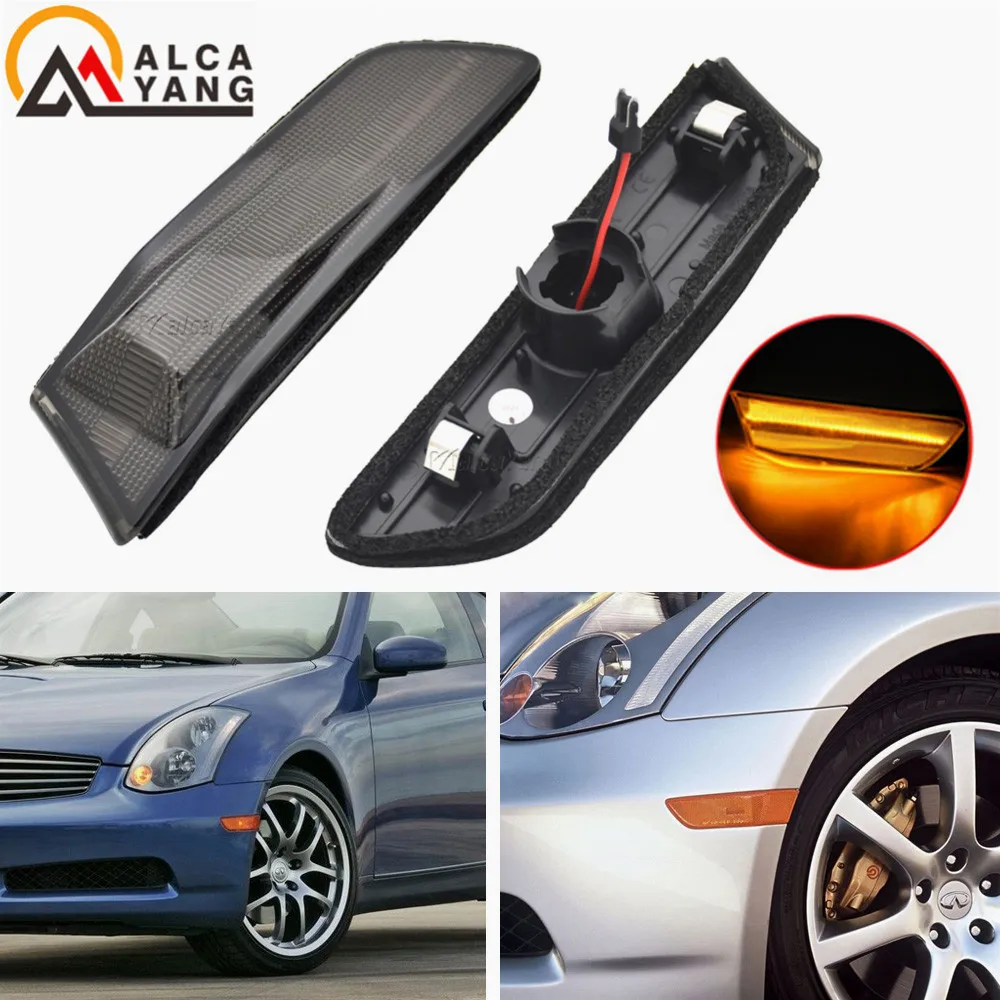 

Для Nissan Skyline 350GT Infiniti G35 2D Coupe замена 2002-2007 Янтарный светодиодный фонарь на крыло, боковой габаритный фонарь, указатель поворота