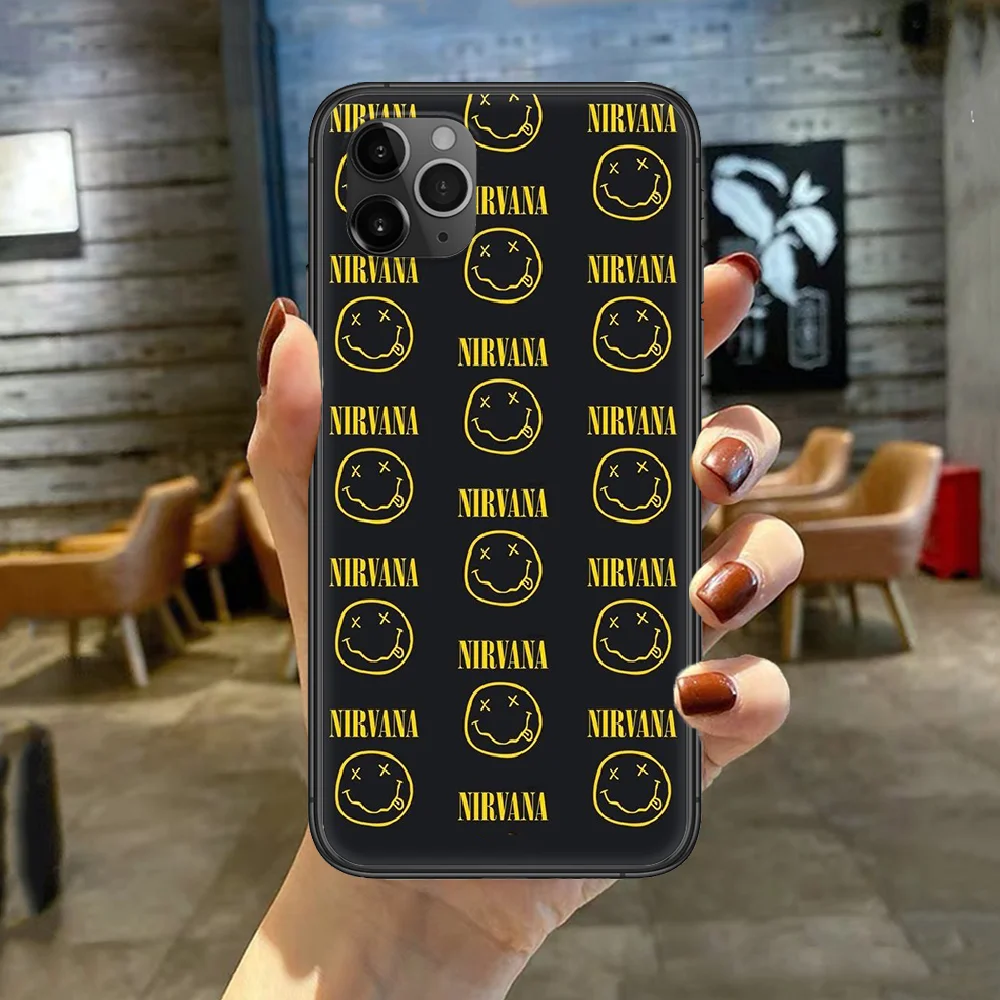 

American Rock Band NIRVANA Phone Case Cover For Iphone 5 5S 6 6S PLUS 7 8 11 12 Mini X XR XS PRO SE 2020 MAX black Bumper Pretty