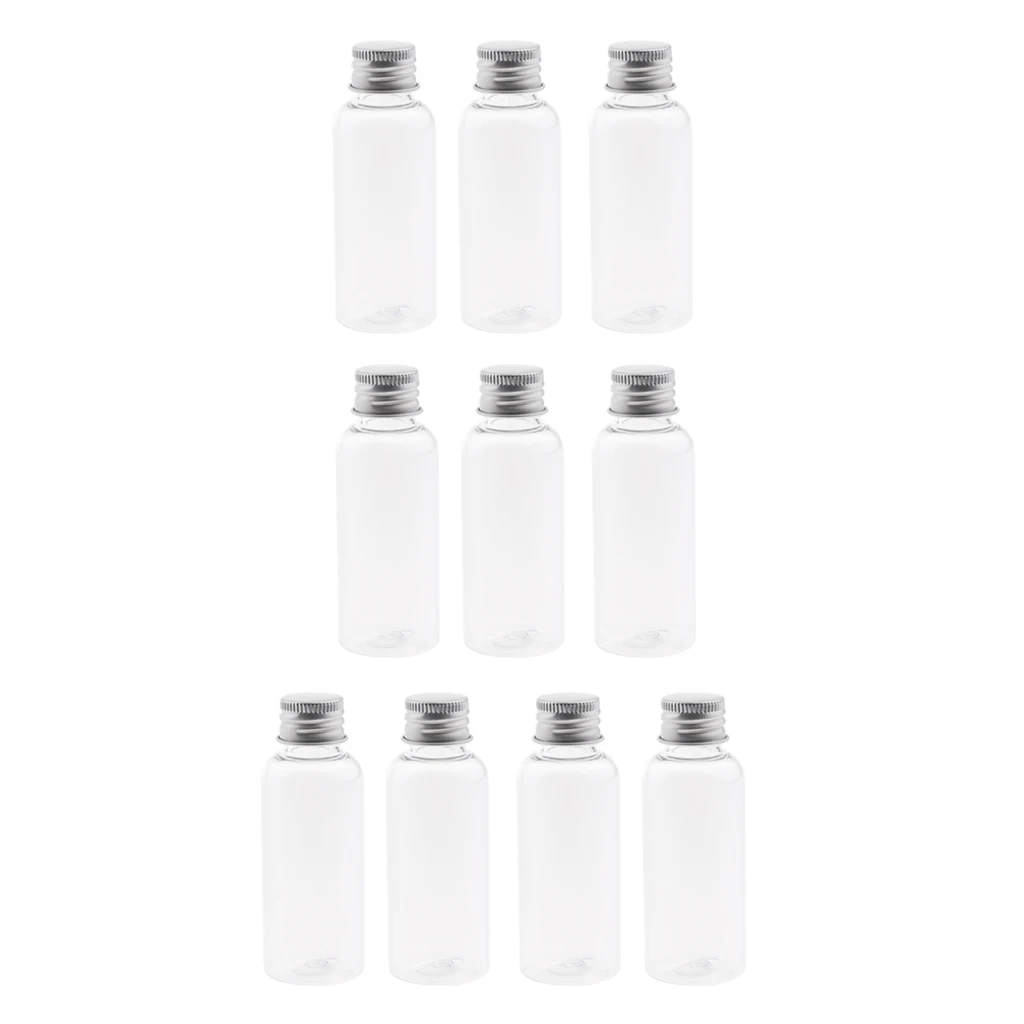 

10Pcs 50ml Clear Plastic Bottles Liquid Sampling Container with Aluminum Cap
