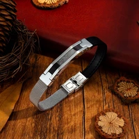 fashion stainless steel bracelet men luxury black leather bangles bracelets for man jewelry classic bracelet