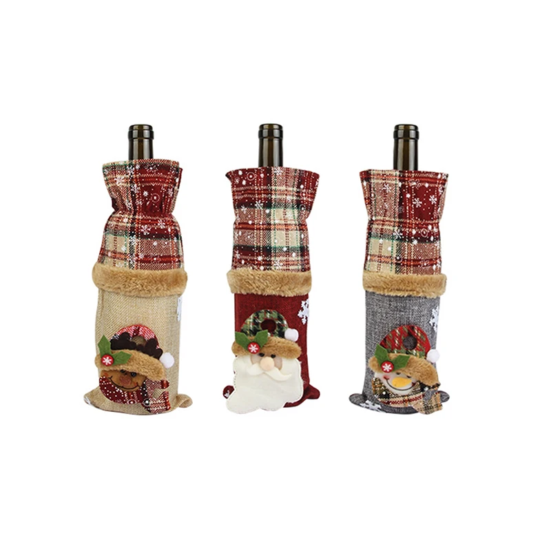 

2022 Christmas Wine Bottle Covers Bag Holiday Santa Claus Champagne Bottle Cover