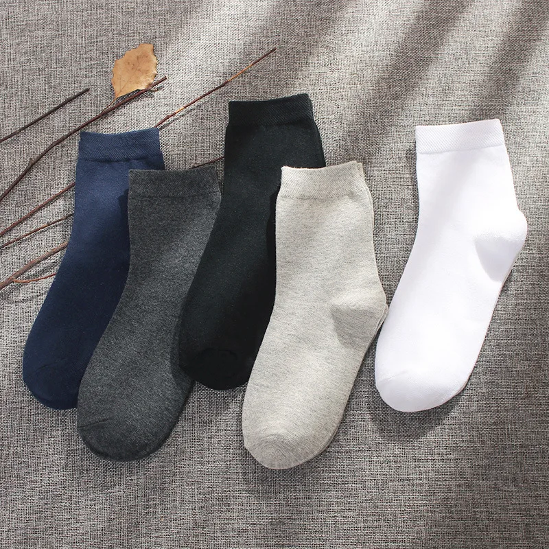 

Black and white gray solid color tube socks summer polyester cotton sweat-absorbent men's stockings men's shallow mouth long tub