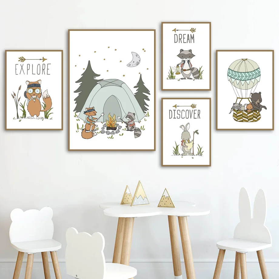 

Boys Room Decor Painting Cartoon Animal Explore Posters and Prints for Bedroom Frameless Nursery Decoration Picture