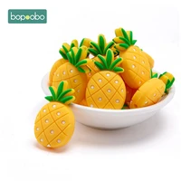 bopoobo 10pc silicone beads foode grade baby teether pineapple diy pacifier chain silicone teething beads rattle baby product
