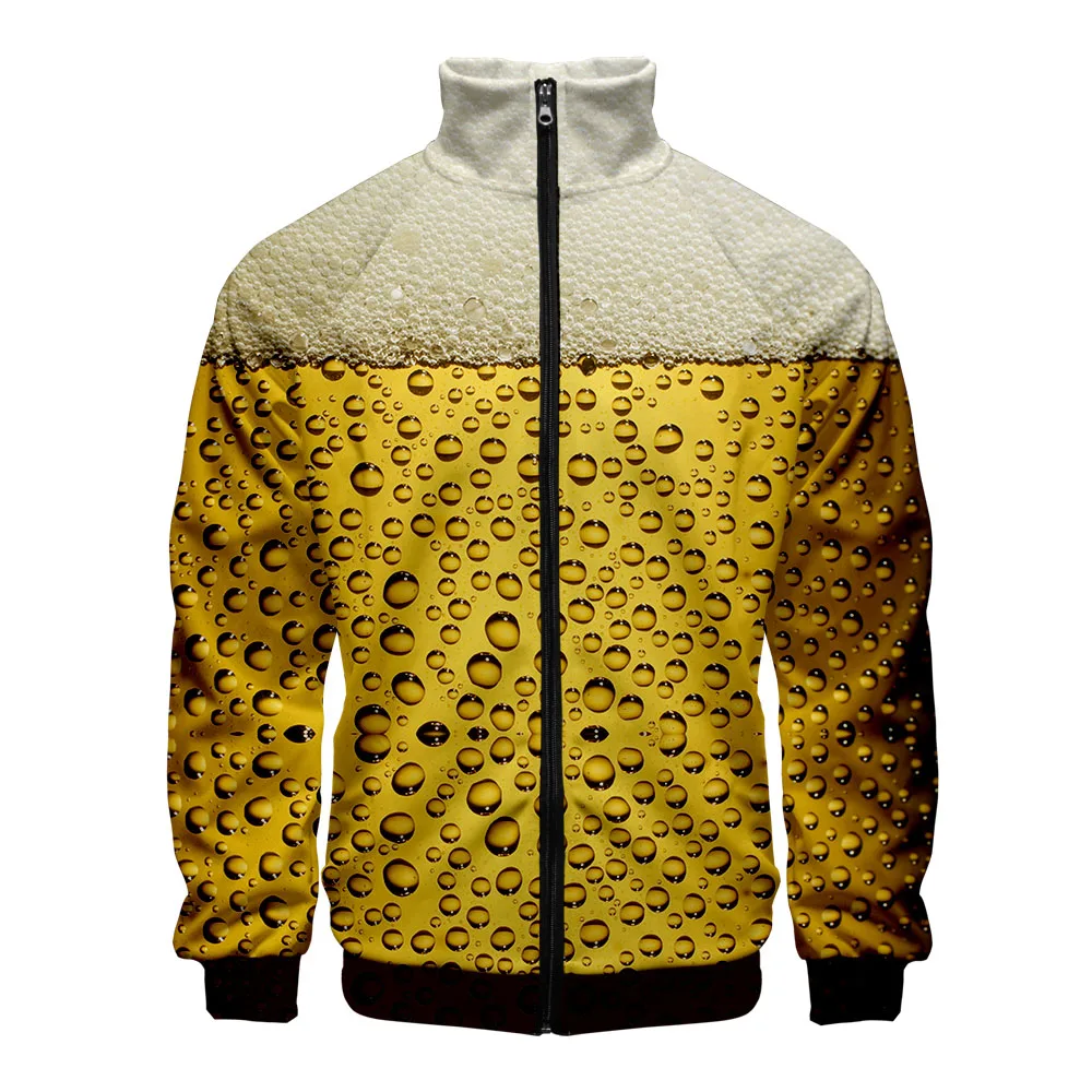 

Classic Kawaii International Beer Day 3D Print Zipper Raglan Jacket Windbreaker Men/Boys Stand Collar Long Sleeve Jackets Coats