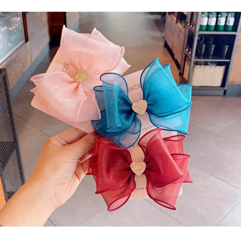 Заколка для волос с блестками в виде сердца трехслойные переливающиеся заколки