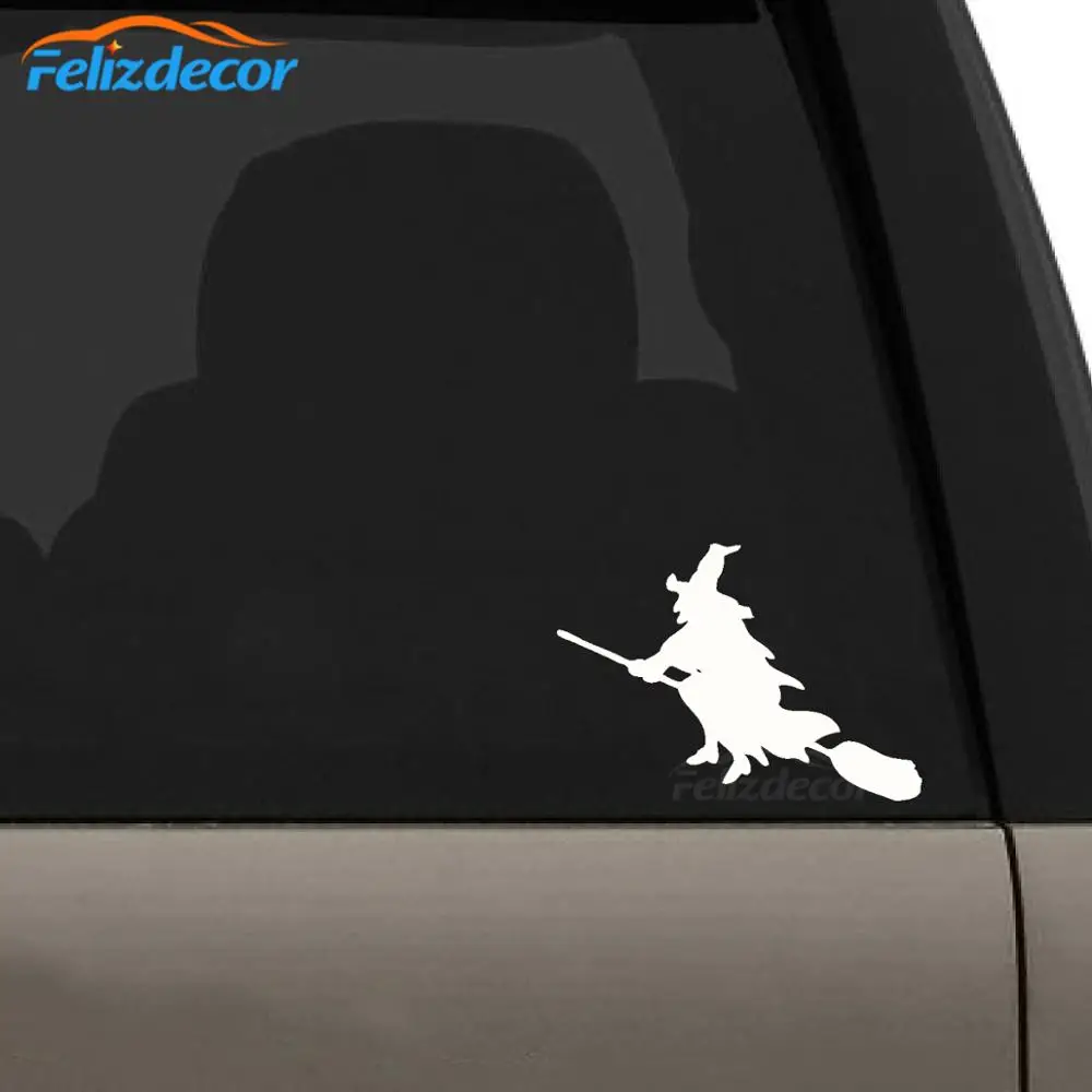 Автомобильные наклейки Witch On A метлы праздничные декоративные автомобильные окна