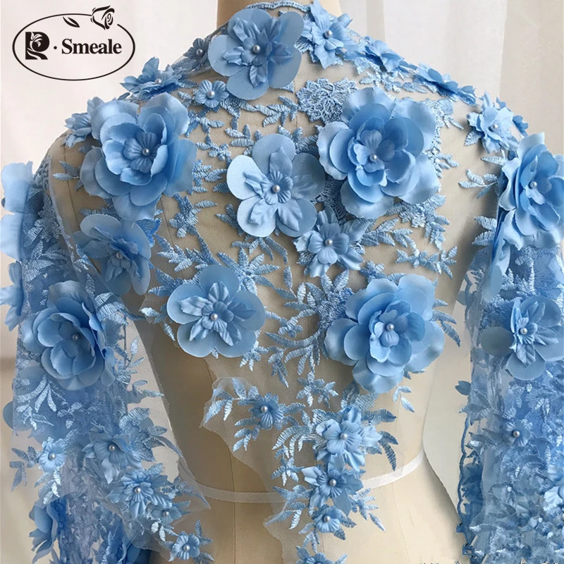 Pink Blue off white Luxurious Three-dimensional Satin Pearl Embroidery Lace Hand Material Can Be Used for Dress RS1156