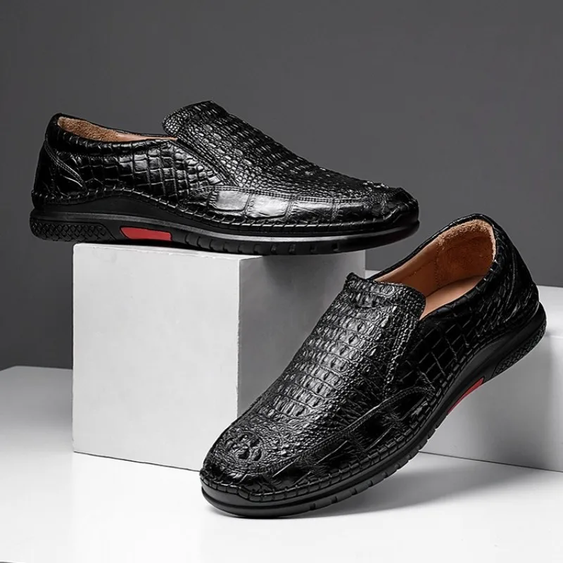 Туфли мужские из натуральной крокодиловой кожи роскошные деловые повседневные