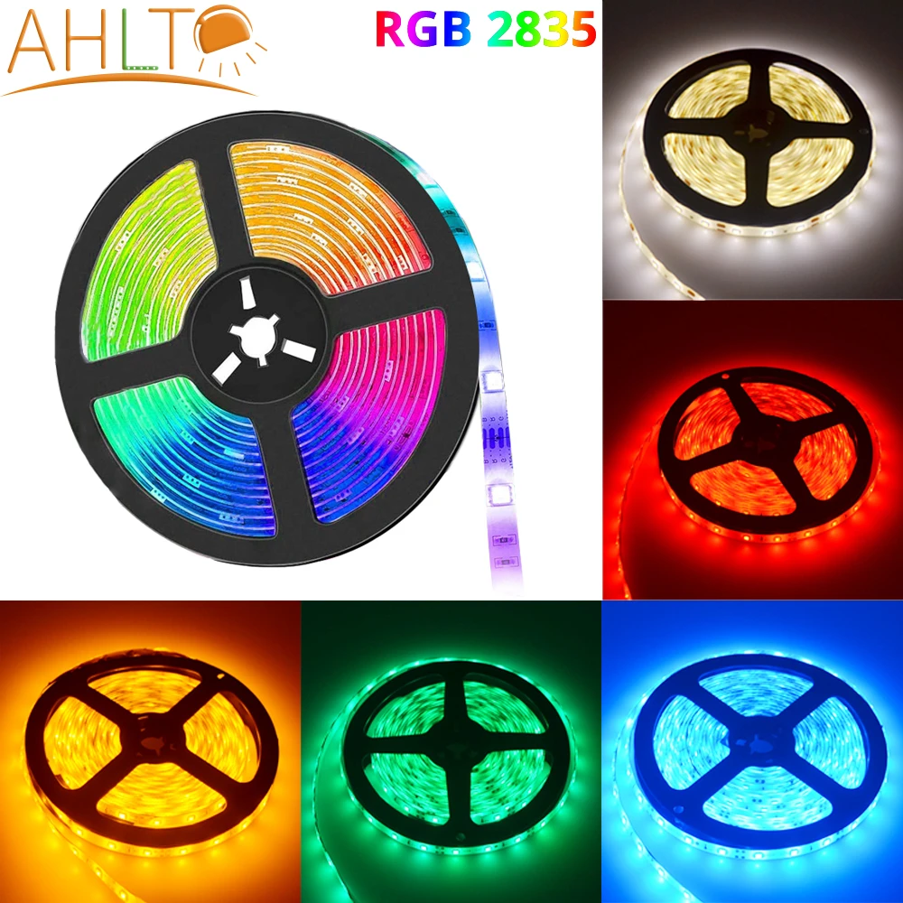 

5M SMD RGB 2835 5050 300LED Strip Non Waterproof DC12V Ribbon Tape Brighter Room Lights Decor Cool Neon TV Home Holiday Lighting