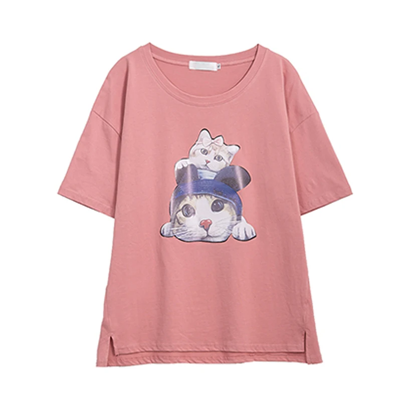 

plus size T Shirt Women 2021 Vintage Summer Style Lips Embroidery Cotton Short Sleeve O-Neck Pink White T-Shirt Clothing