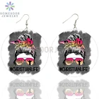 SOMESOOR, афроамериканские деревянные висячие серьги с принтом христианской жизни, охотничьи работы с мамами, петли, Висячие ювелирные изделия для женщин, подарки