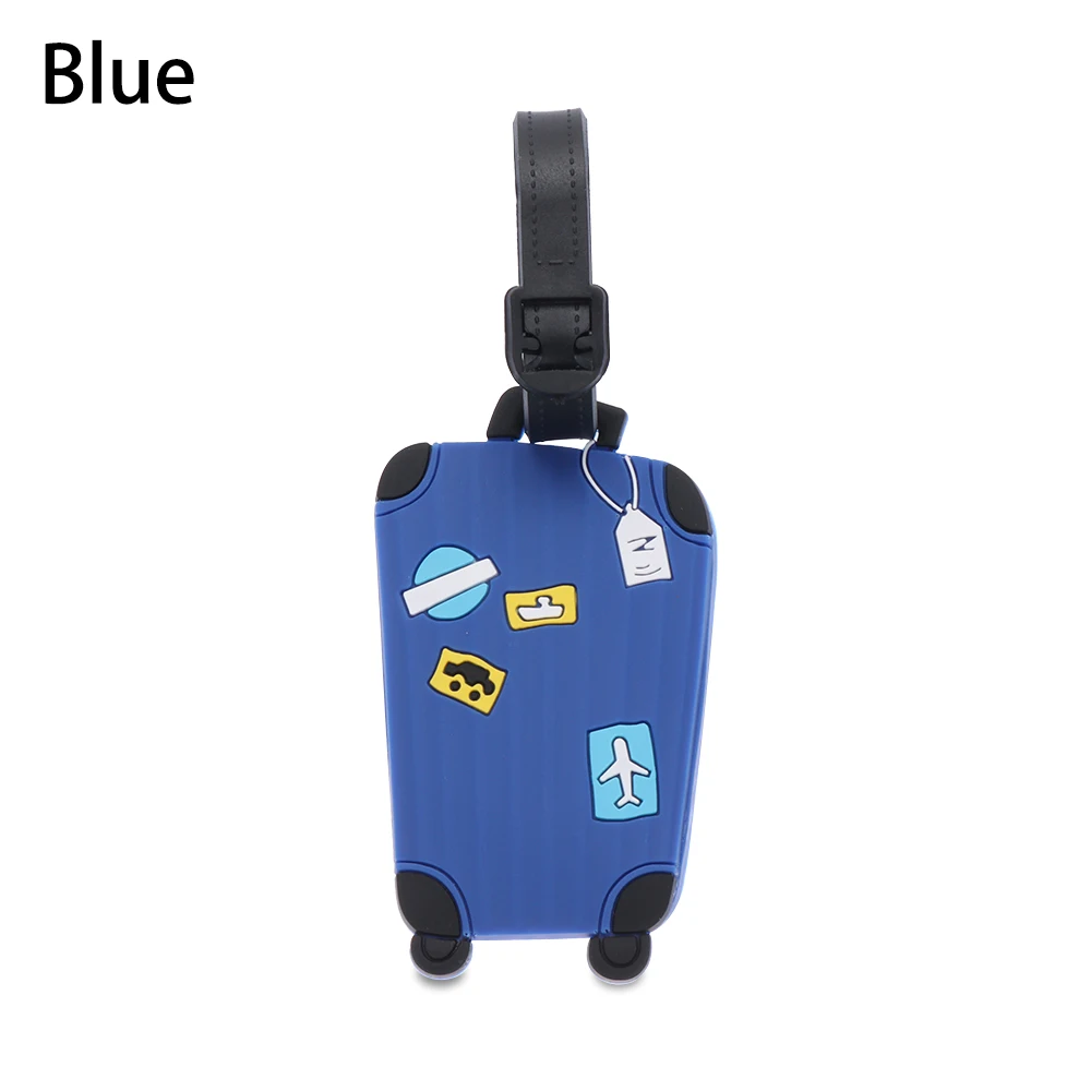blue 1 шт., аксессуары для путешествий, бирки для багажа, чемодана этикетка Сумки из натуральной кожи кулон Творческий посадочный талон мультфильм Чемодан теги адрес держатель - Цвет: blue