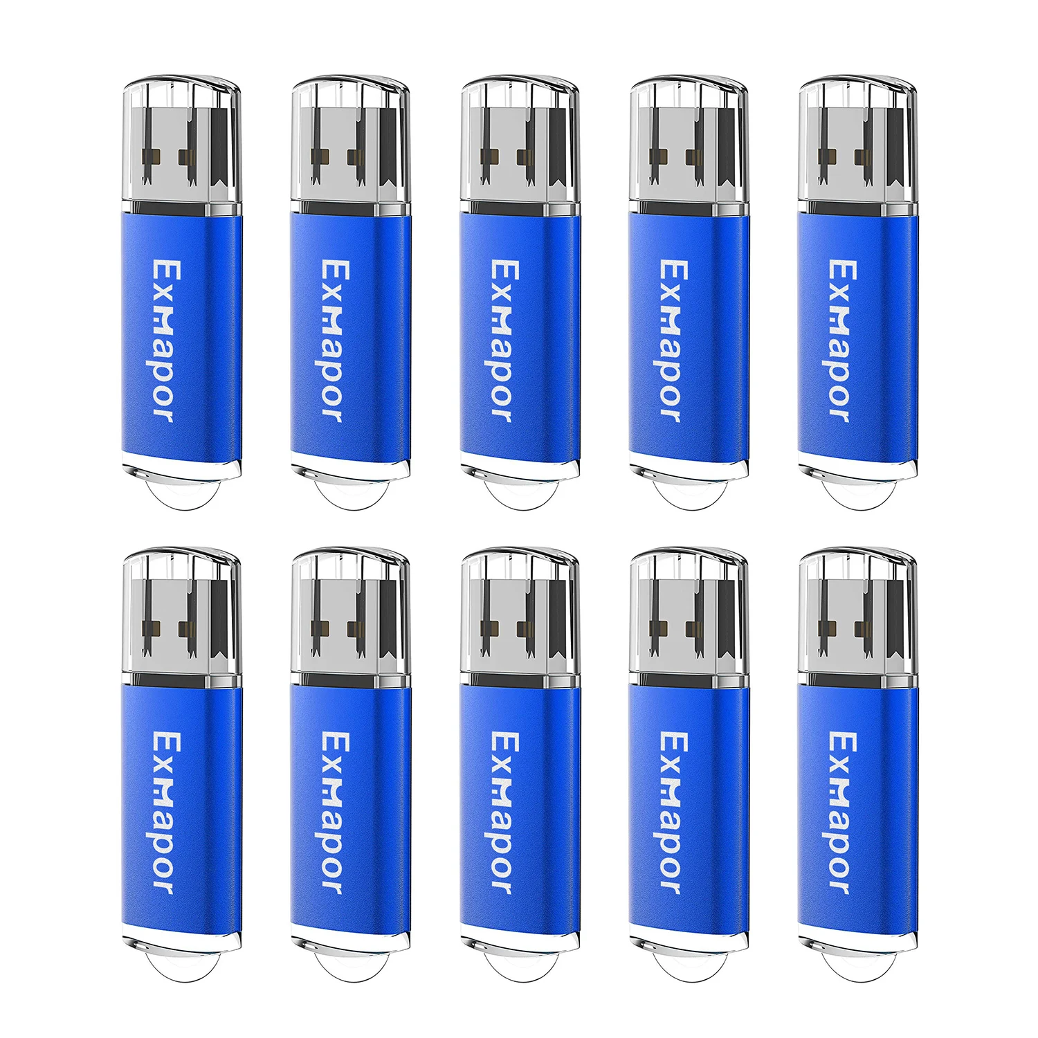 

32GB USB Flash Drive 10 Pack,USB Drives 16GB Exmapor Memory Stick Rectangle Blue Flash Drives 8GB USB 2.0 Pendrive 4GB 2GB 1GB