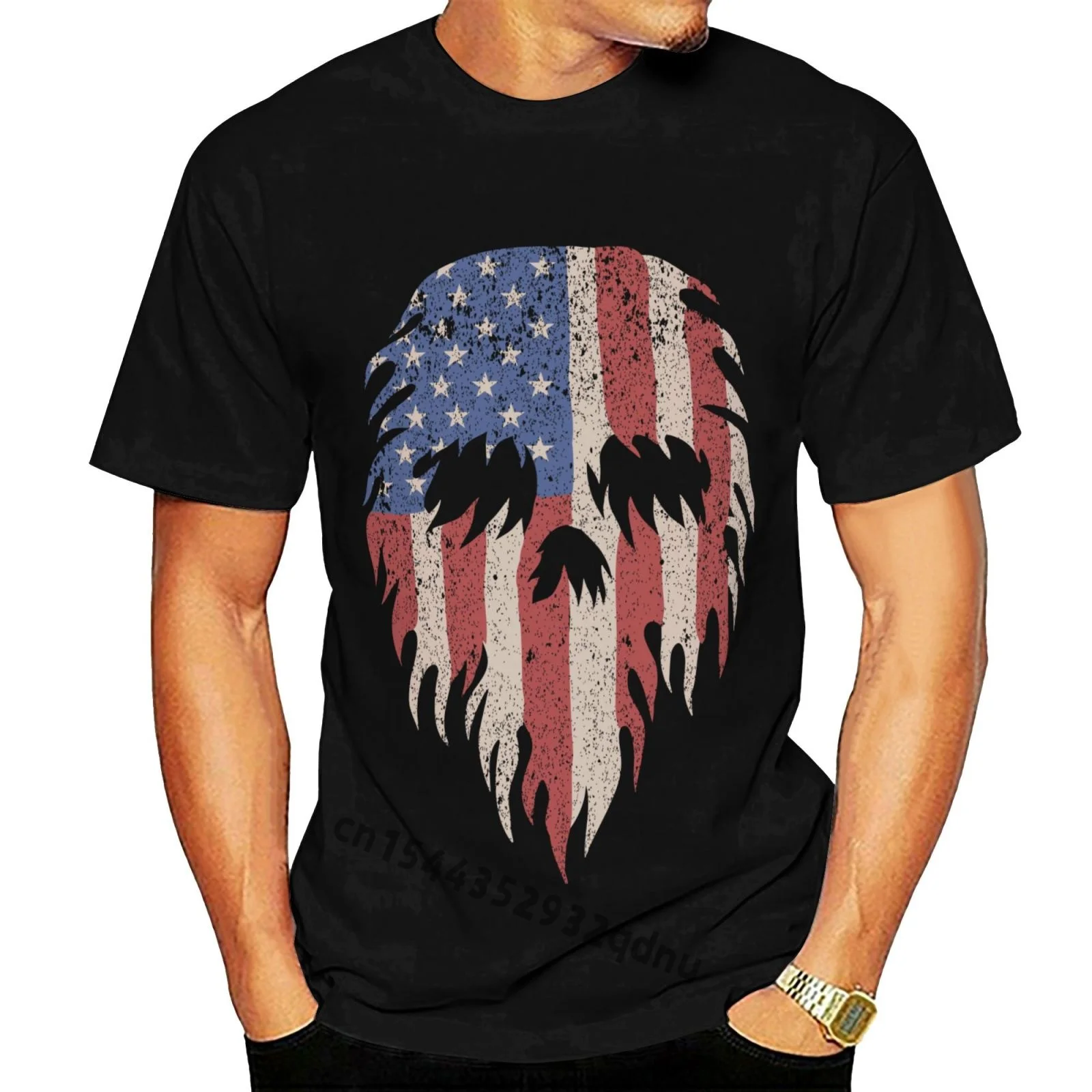 

Men t-shirt Skull Usa Torn Flag Vector tshirt Women t shirt Black S