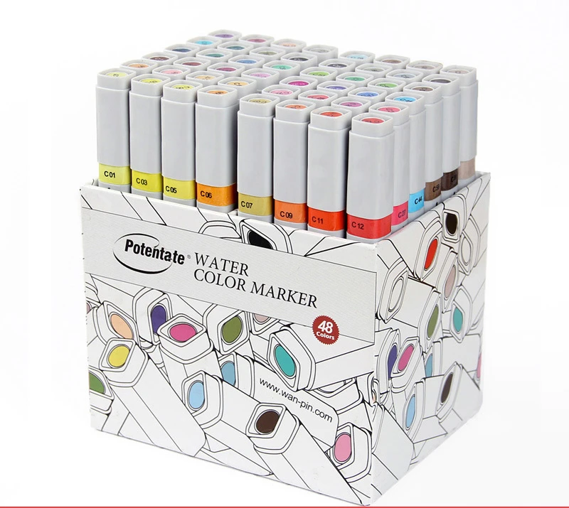 

60pcs/Set Water Based Double Head Marker Hand Drawing Design Animation Interior Construction Special Color Marker Art Set