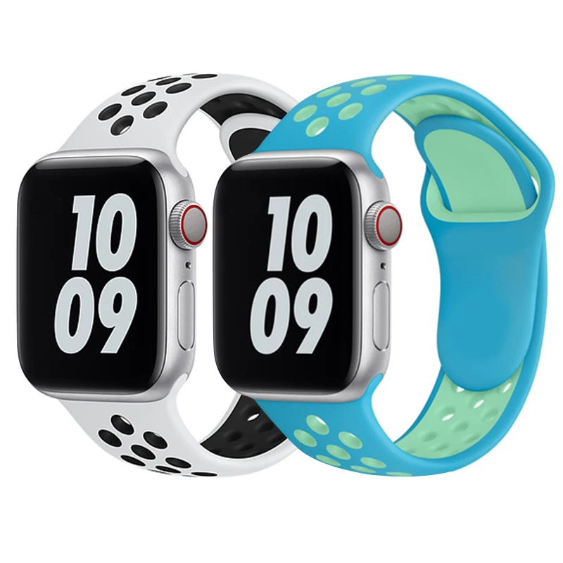 

Silicone Strap For Apple Watch band 44mm 40mm 38mm 42mm Breathable wristband bracelet iWatch correa for apple watch 6 SE 5 4 3 2