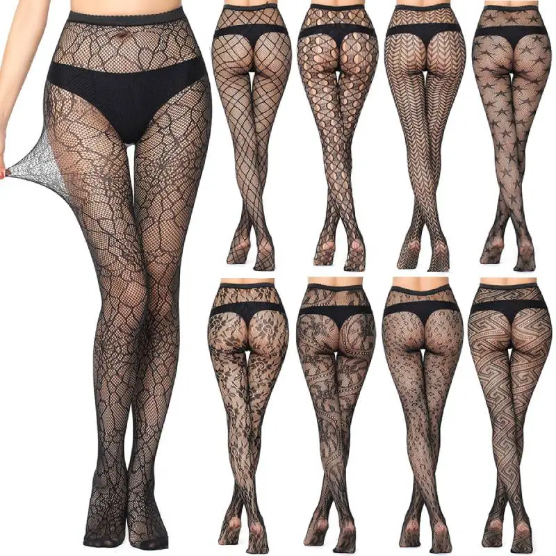 Дизайнерские сетчатые ажурные женские пикантные колготки шелковые чулки 1