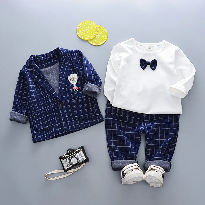 Демисезонная одежда для маленьких мальчиков Детские комплекты одежды хлопковая