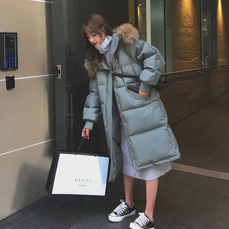2023 New Winter Spring Women Parkas  Xl Female Thick Warm Mid-Long Hooded Jackets Ladies Fur Slim Padding Outwears Q31