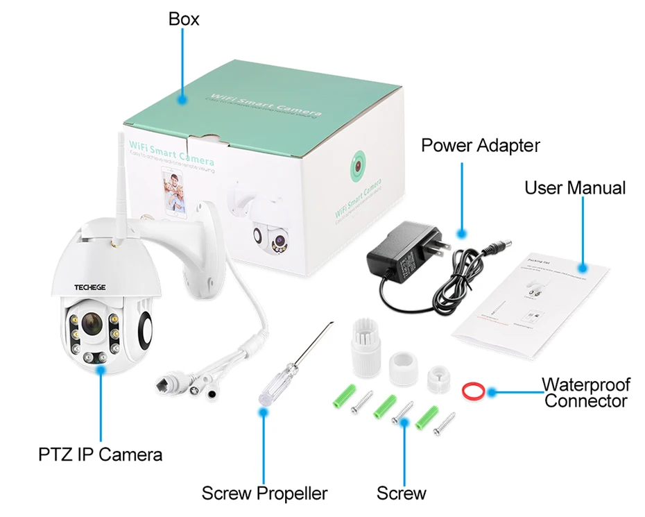Techege HD 1080P Беспроводная IP камера CCTV AI обнаружения человека Pan Tilt Intercom 2MP камера безопасности TF хранение Открытый водонепроницаемый