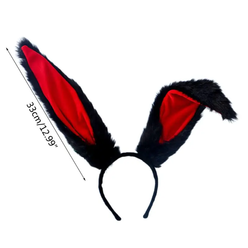 

Girls Lolita Cosplay Easter Headband Fluffy Plush Sweet Long Rabbit Bunny Ears Bandana Hair Hoop Cartoon Anime Headpiece Props