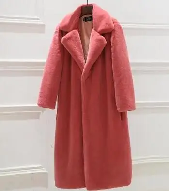 watermelon red Зимняя мода, Новое высококачественное искусственное бархатное меховое пальто, длинное меховое пальто, женское свободное толстое теплое пальто из меха норки, плюшевое пальто для женщин Q119 - Цвет: watermelon red