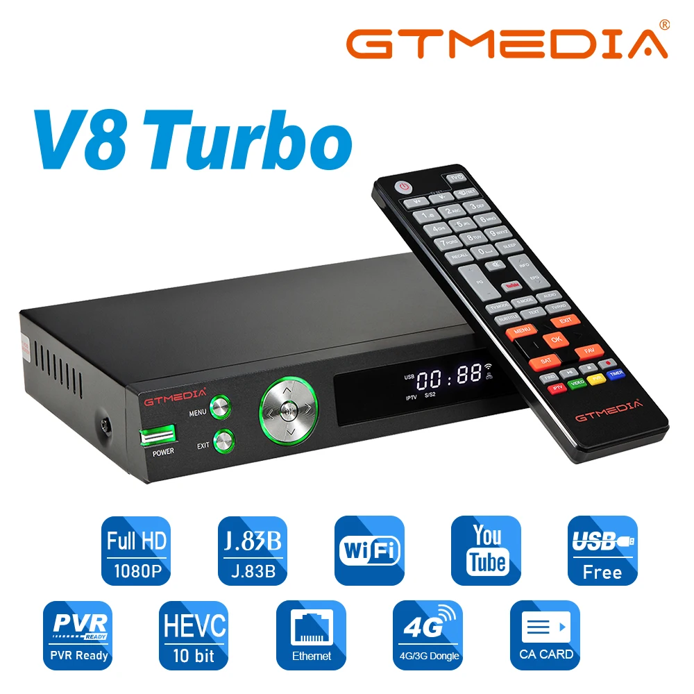 Спутниковый ресивер GTMEDIA V8 Turbo iptv box DVB-S2/T2/C поддержка Tivusat CA Card Slot ccam 1080P Full HD H.265 Pk NOVA