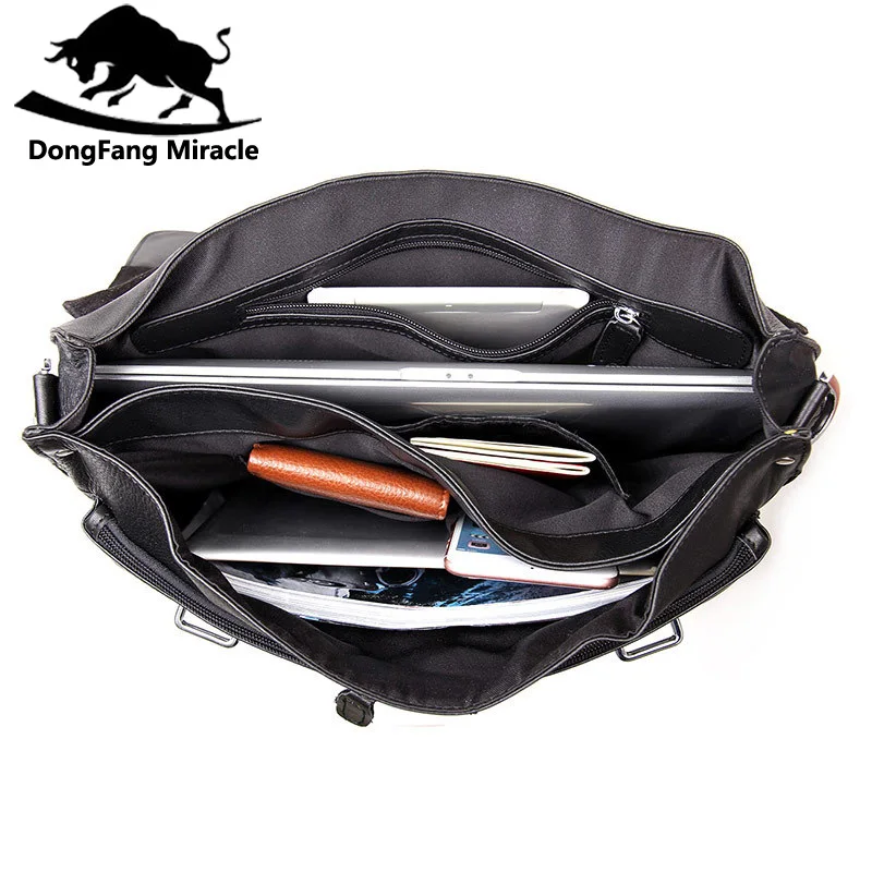 

DongFang Miracle Vintag men Briefcase Genuine leather Business Shoulder Bags Quality Stylish Brand Handbags Tote Bag for Man