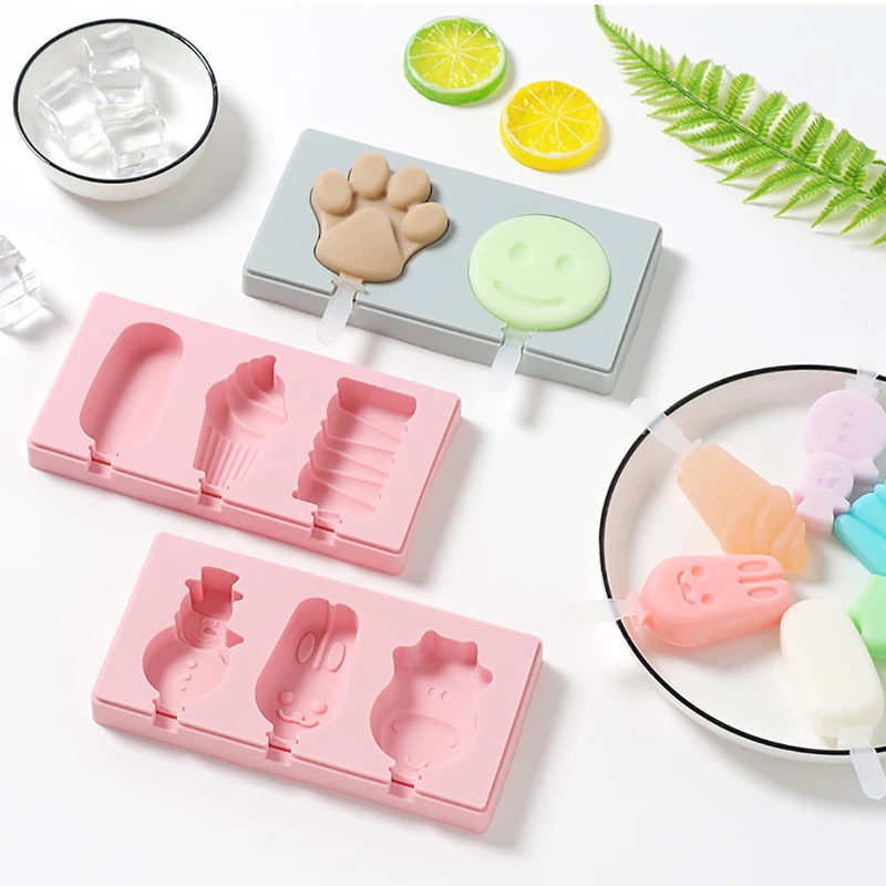 Сиамская форма для мороженого с крышкой силиконовая льда милым мультяшным