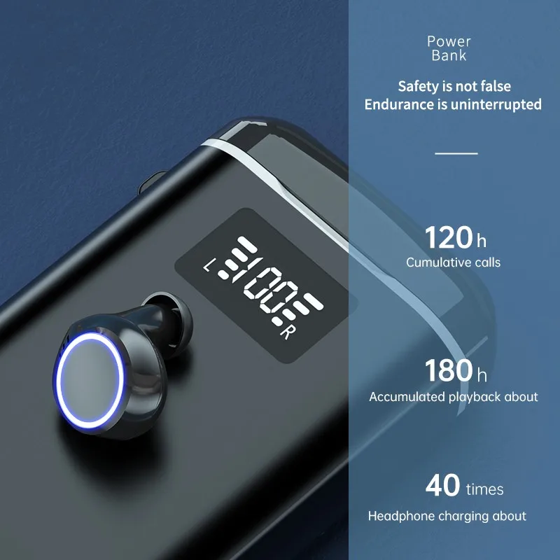 

M7 TWS Bluetooth Headset BT 5.1 Digital Display Touch Breathing Light Earphones Super-Capacity Charging Case With Flashlight New