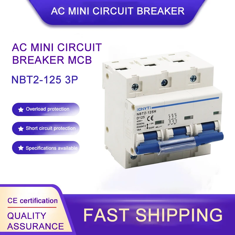 

ICHYTI NBT2-125 3P 80A100A 125A 400VAC MCB Circuit Breaker Miniature main switch D Curve Mater Switch