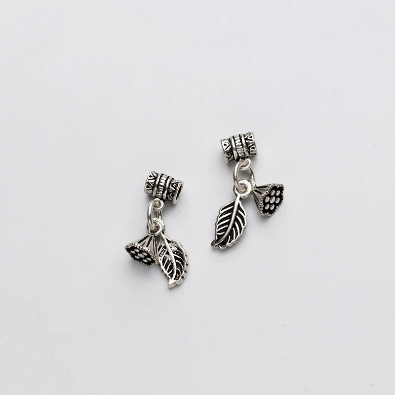 

MEETSOFT 925 Silver Vintage Lotus Leaf Jingle Bell Charm DIY Bracelet Jewelry Spacer Beads Handmade Necklace Accessories