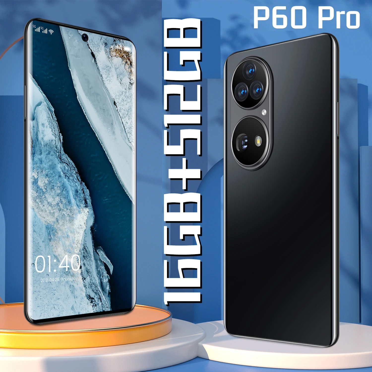 

Smartphone P60 Pro 8000mAh 16GB 512GB Global Version Fingerprint Android 11 Mobile Phone 5g 7.3 Inch Face ID MTK6893 Sim Double