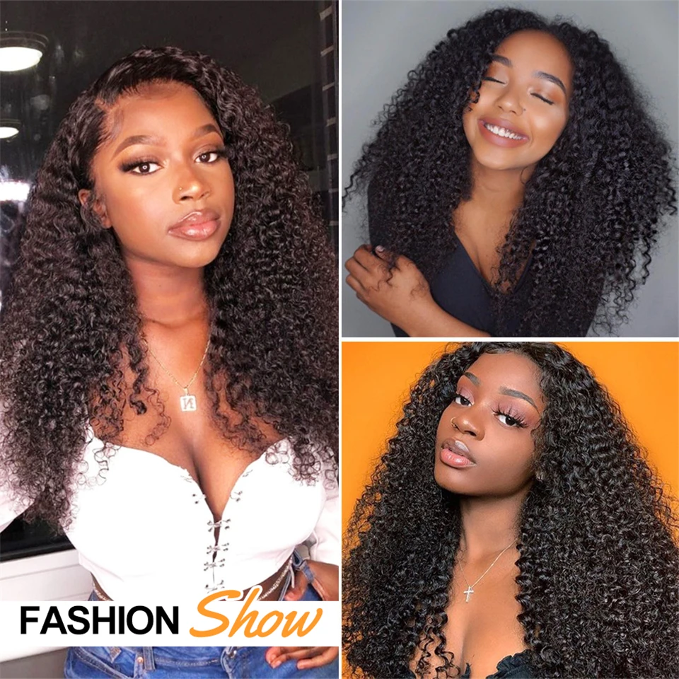 Перуанский волос нарезной пучок в стиле "Kinky Curly" только 3-х сдвоенных основ, 8-26 дюймов, натуральный черный.