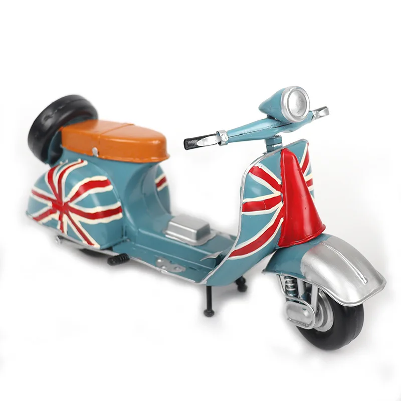 

Simulation British Flag Scooter Model Diecast Tin Handicrafts Retro Nostalgia Desktop Decoration Ornament Sculpture Gift