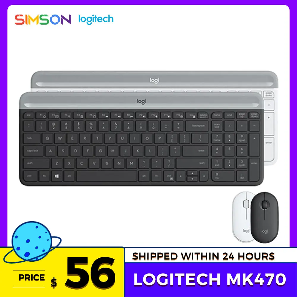 Logitech оригинальный MK470 тонкая 2 4G ультратонкая Бесшумная оптическая мышь 1000DPI для