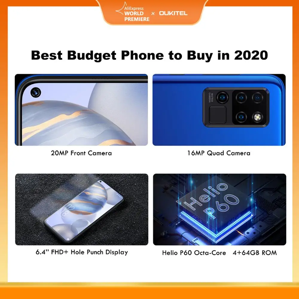OUKITEL C21 смартфон с восьмиядерным процессором Helio P60 ОЗУ 4 Гб ПЗУ 64 ГБ 4000 мАч 20