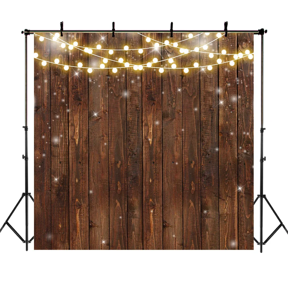 

MOCSICKA Retro Wood Backdrop Rustic Bright Lights Photography Background Bridal Shower Wedding Birthday Photoshoot Props