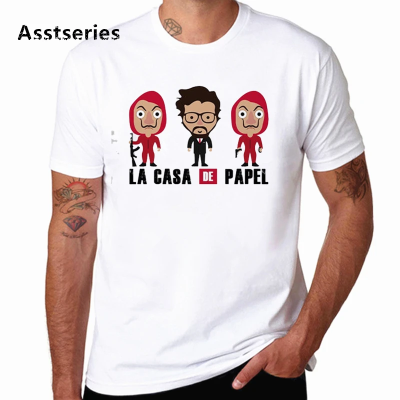 

Funny Money Heist T shirt Men's Fashion Apparel Casual Printing Tshirt Homme Slim Breathable Street Printing T-shirt