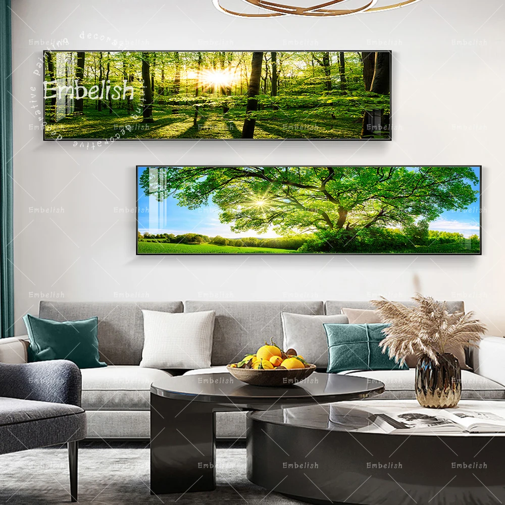 

Sunrise At Beautiful Green Forest Landscape HD Print On Canvas Paintings For Living Room Modern Home Decor Posters Wall Pictures