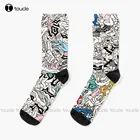 Носки Kamasutra с рисунком сердечек женские индивидуальные носки унисекс для взрослых подростков Молодежные носки с цифровым принтом 360 