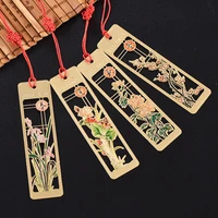 2pc spring summer autumn winter bookmark cute bamboo brass exquisite book mark page folder office school supplies stationery