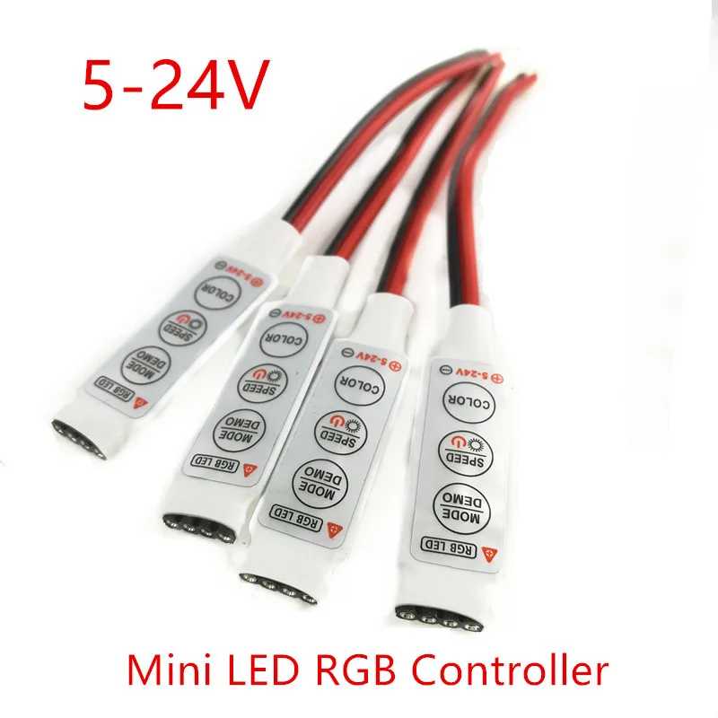 DC 5V-12V-24V 12A 3 ключа Мини светодиодный RGB контроллер Диммер драйвер для