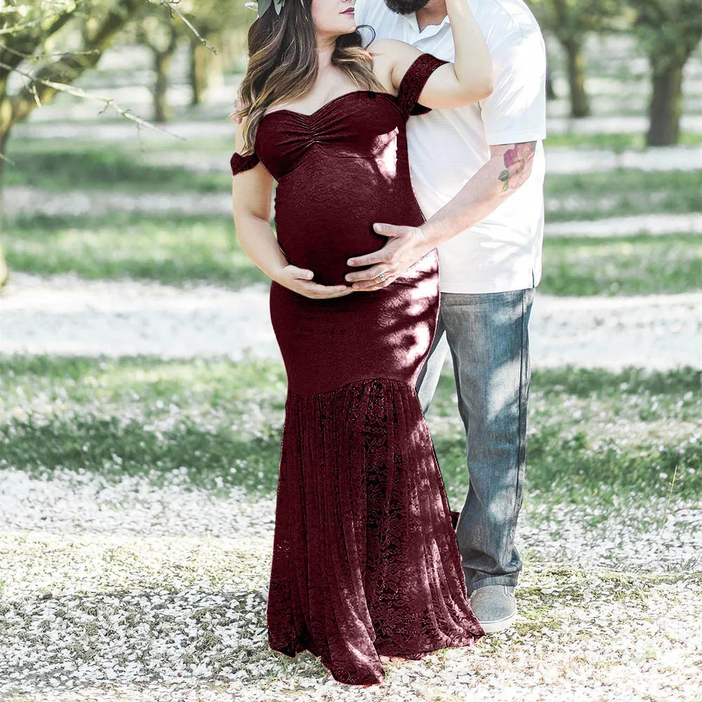 Новинка Элегантное кружевное платье для беременных Реквизит фотосессии Длинные