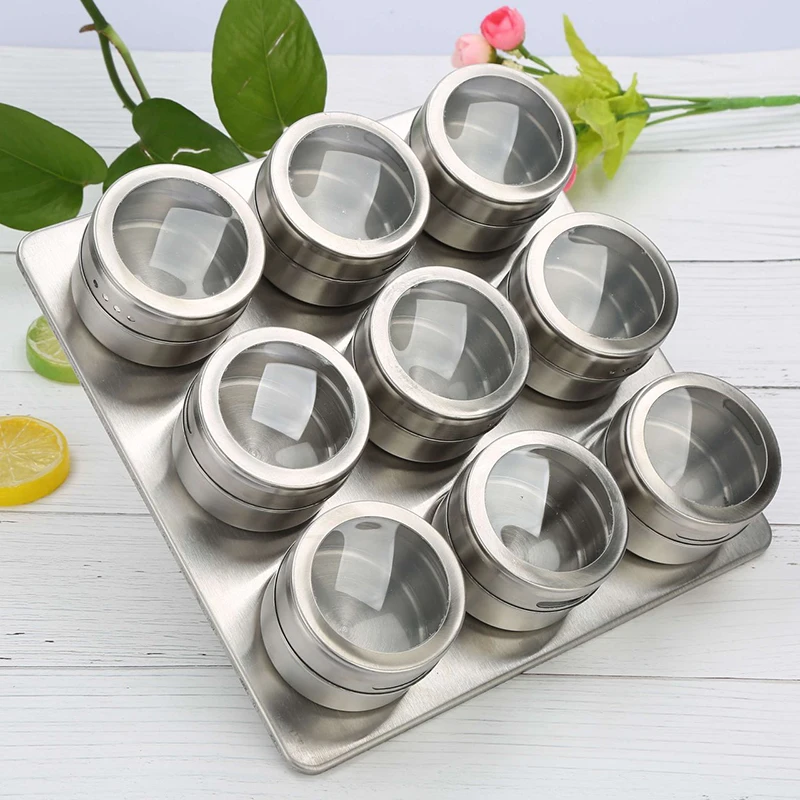 Кухонные инструменты с магнитным дном для специй Tins набор специй из нержавеющей стали с наклейками перцовые шейкеры приправа спреи Набор для соли и перца