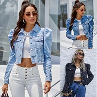fnoce 2020 winter new womens jeans jackets fashion casual trends solid long sleeve slim sexy short denim coats