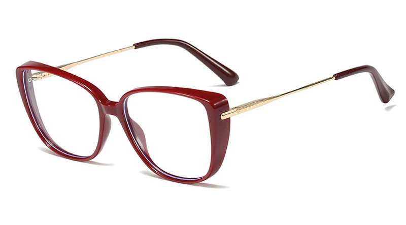 red with clear Peekaboo tr90, анти-синий светильник, очки для женщин, компьютер, половина металла, женские оптические очки, кошачий глаз, женские подарки, аксессуары - Цвет оправы: red with clear