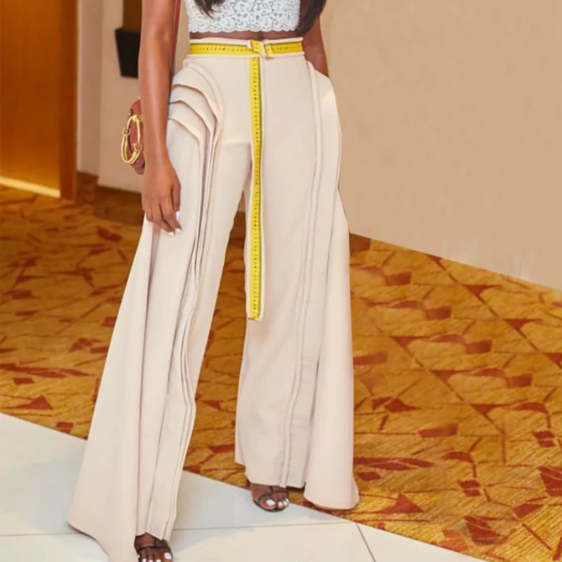 Женские брюки с высокой талией широкие модные на молнии офисные женские